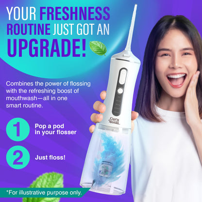 GuruNanda Aqua Pods - Pre-Measured Mouthwash for Water Flosser 4.0, Fluoride & Alcohol-Free, Wild Mint, 60 Count