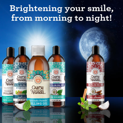 GuruNanda Original Oil Pulling Mouthwash – Coconut & Sesame, Tongue Scraper, Alcohol-Free, 8.45 fl oz