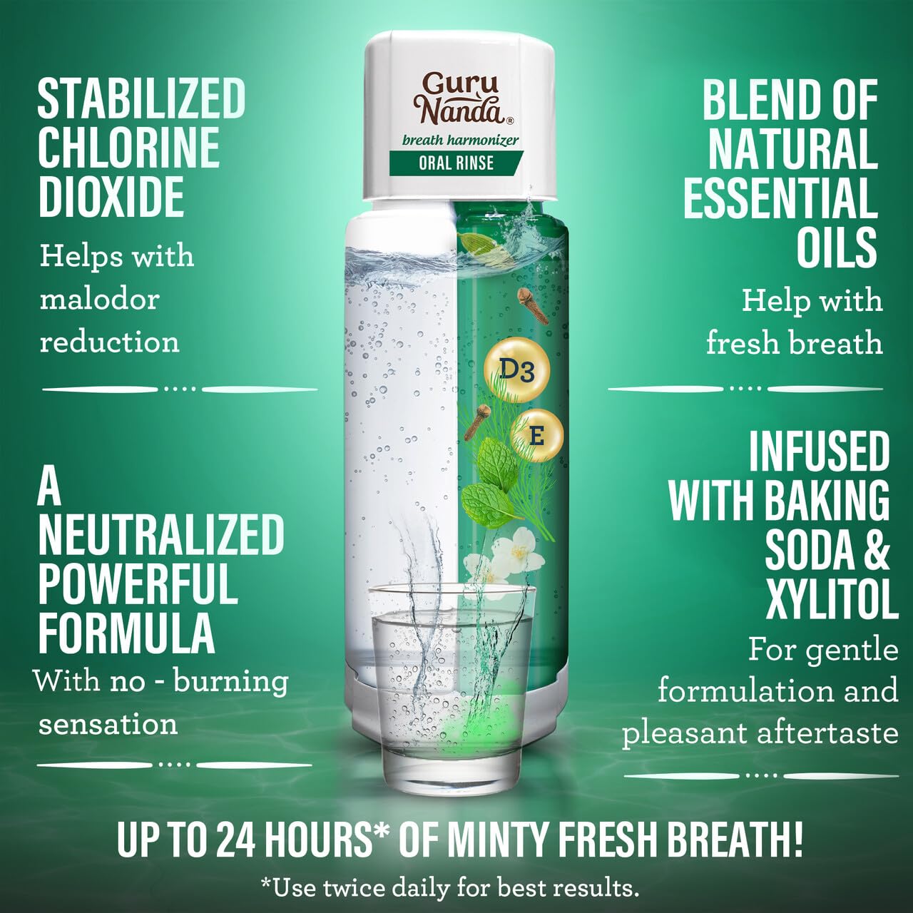 GuruNanda Shine Bright Stay Fresh – Whitening Mouthwash & Neem Toothpaste Bundle