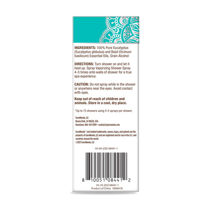 GuruNanda Breathe Vaporizing Shower Spray – Eucalyptus & Basil, 2 fl oz