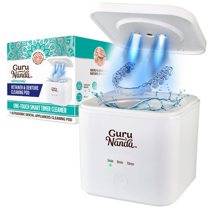 GuruNanda Ultrasonic Retainer Cleaning Pod – 190ml, 45kHz, 3 Modes