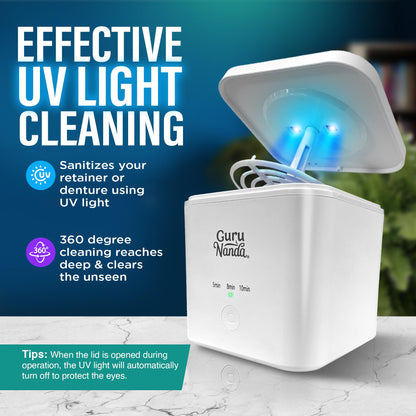 GuruNanda Ultrasonic Retainer Cleaning Pod – 190ml, 45kHz, 3 Modes