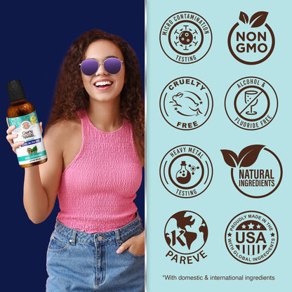 GuruNanda CocoMint Oil Pulling Mouthwash – 16 oz, 7 Essential Oils & Vitamins, Alcohol-Free