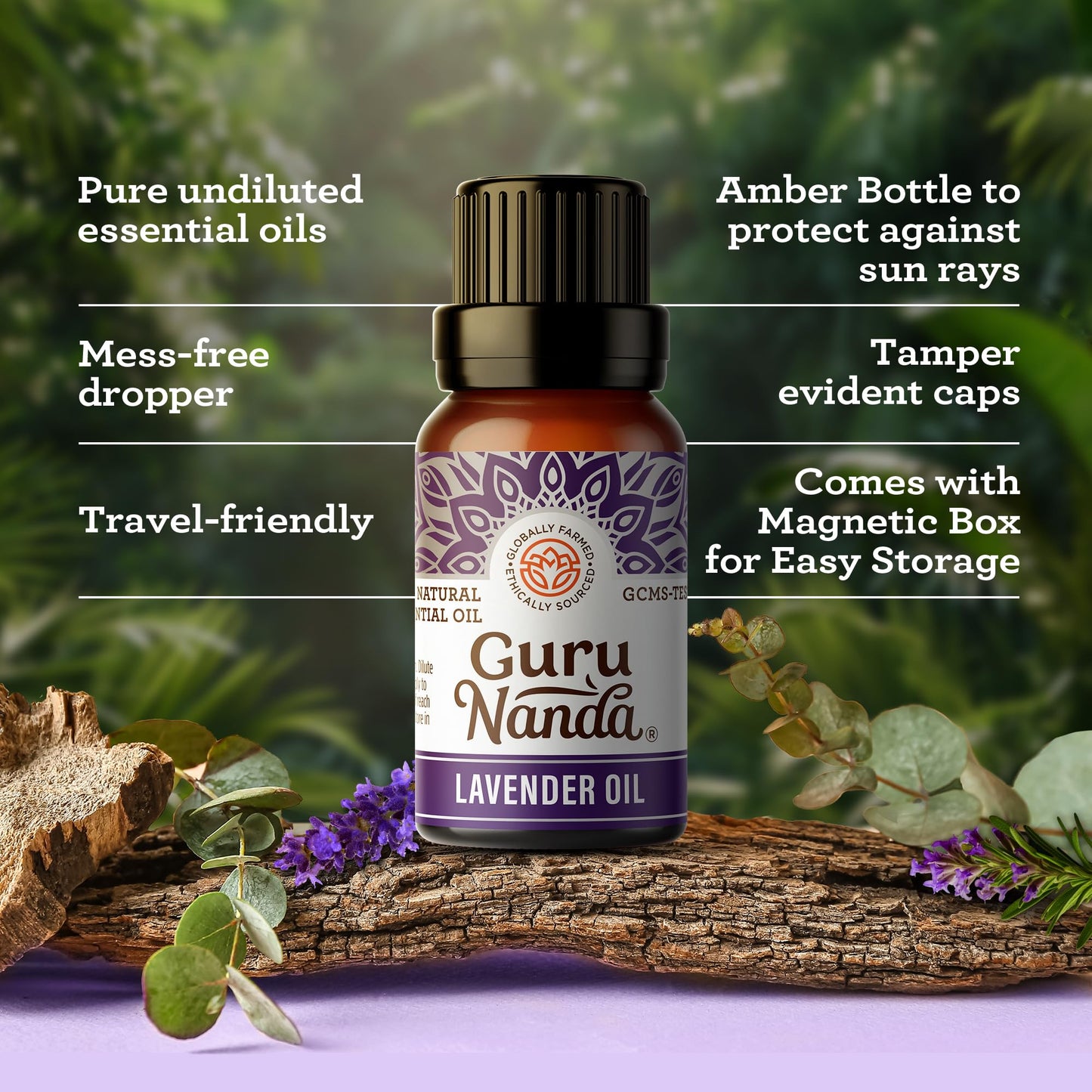 GuruNanda Essential Oils Set for Diffusers – 6 x 0.33 Fl Oz, 100% Pure & Natural (Lavender, Peppermint, Eucalyptus, Grapefruit, Lemongrass, Ylang Ylang) Pack of 6