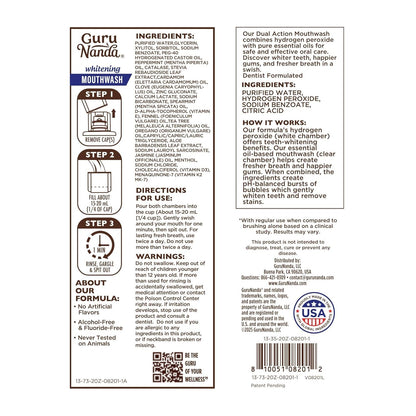 GuruNanda Teeth Whitening Dual Barrel Oxyburst Mouthwash – Alcohol & Fluoride Free, Wild Mint, 20 Fl Oz