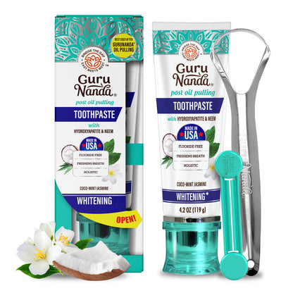 GuruNanda Hydroxyapatite Toothpaste - Fluoride & SLS Free (4.2oz) with Neem & Jasmine