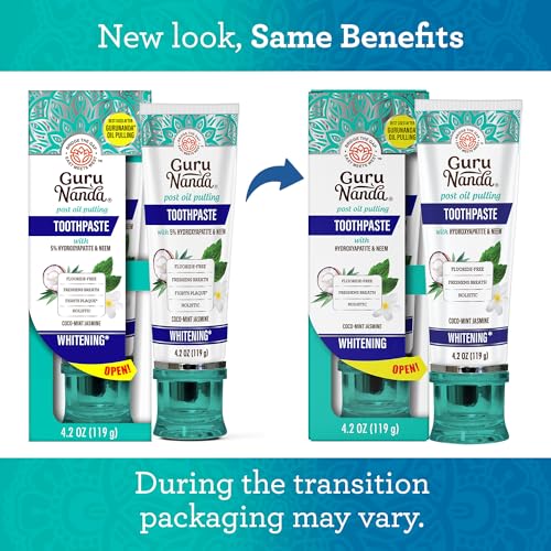GuruNanda Hydroxyapatite Toothpaste - Fluoride & SLS Free (4.2oz) with Neem & Jasmine