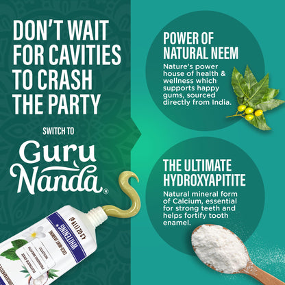 GuruNanda Hydroxyapatite Toothpaste - Fluoride & SLS Free (4.2oz) with Neem & Jasmine