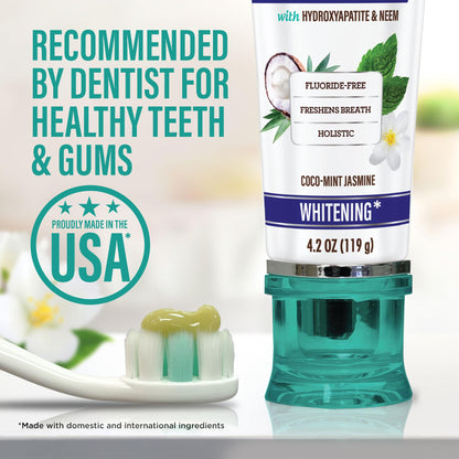 GuruNanda Hydroxyapatite Toothpaste - Fluoride & SLS Free (4.2oz) with Neem & Jasmine