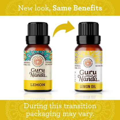 GuruNanda Lemon Essential Oil - 100% Pure, Undiluted Citrus Aroma (2x0.5 oz)
