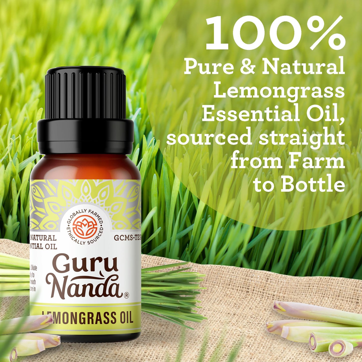 GuruNanda Lemongrass Essential Oil – 100% Pure & Undiluted (2x0.5 fl oz)