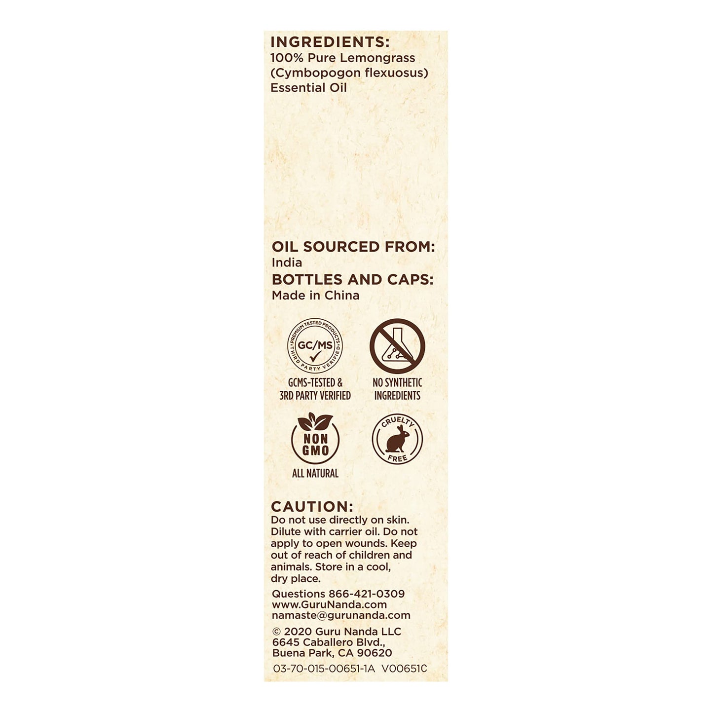 GuruNanda Lemongrass Essential Oil – 100% Pure & Undiluted (2x0.5 fl oz)
