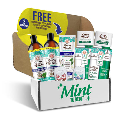 GuruNanda Mint to Be Kit: CocoMint Oil Pulling, Neem Toothpaste & Breath Mouthwash