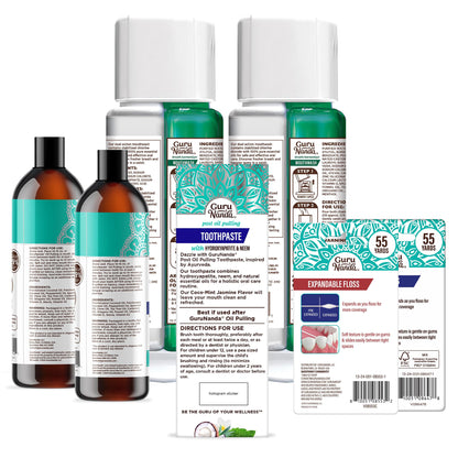GuruNanda Mint to Be Kit: CocoMint Oil Pulling, Neem Toothpaste & Breath Mouthwash