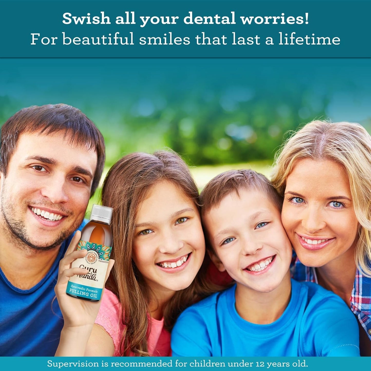 GuruNanda Original Oil Pulling Mouthwash – Coconut & Sesame, Tongue Scraper, Alcohol-Free, 8.45 fl oz
