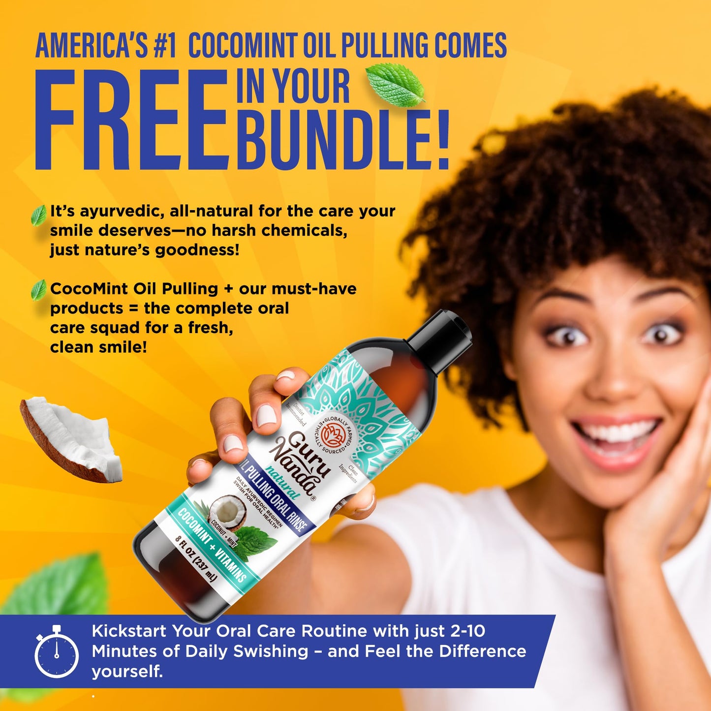 GuruNanda Shine Bright Stay Fresh – Whitening Mouthwash & Neem Toothpaste Bundle