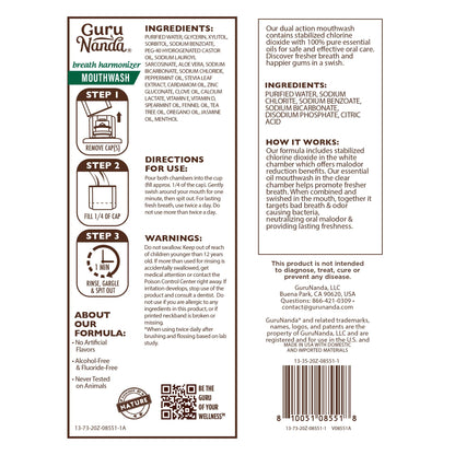 GuruNanda Dual Barrel Breath Harmonizer Mouthwash – Wild Mint, 3 Pack, Alcohol-Free & Fluoride-Free