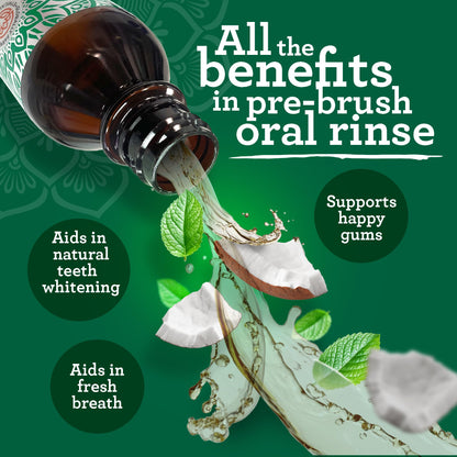 GuruNanda Starter Pulling Oil Mouthwash – Natural Teeth Whitening, Alcohol-Free, 2x8 oz with Tongue Scraper