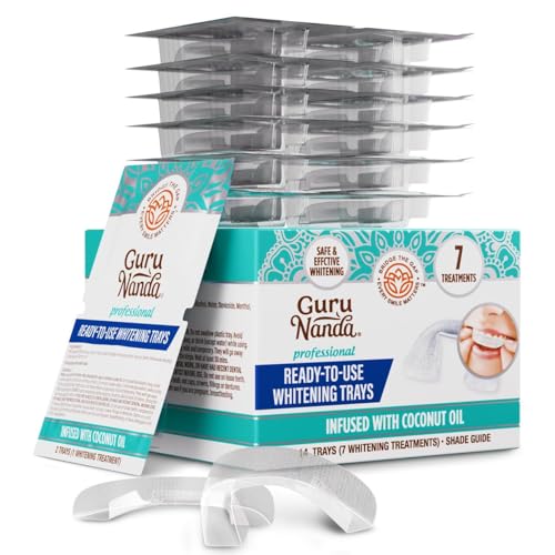 GuruNanda Ready-to-Use Prefilled Whitening Trays – 7 Treatments, 8% Hydrogen Peroxide
