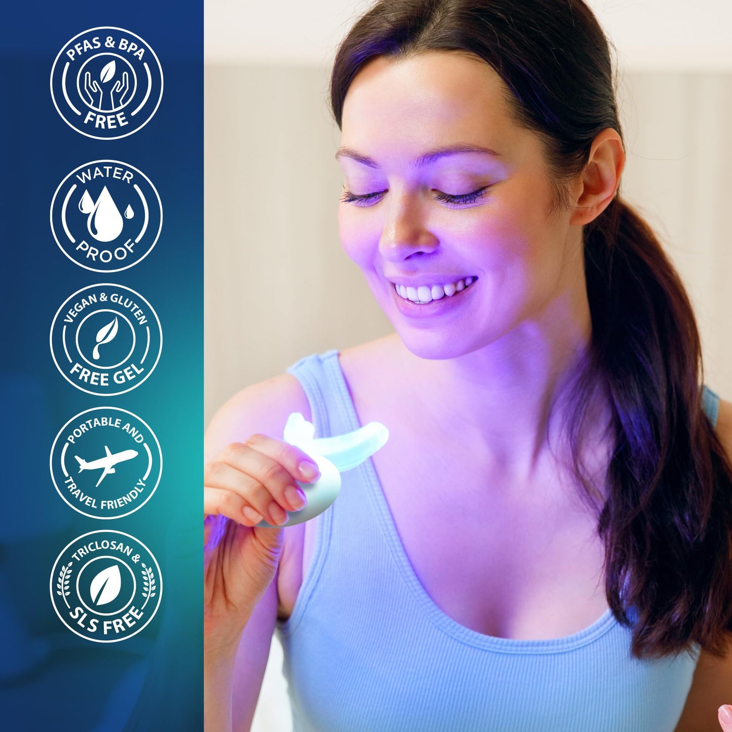 GuruNanda Teeth Whitening Kit with LED Light – Wireless, 40 Treatments