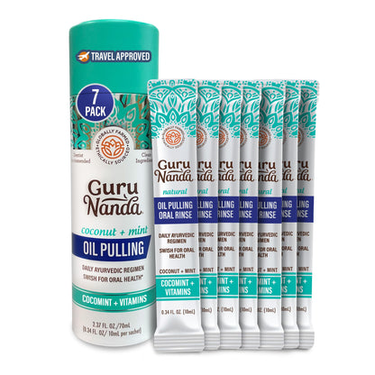 GuruNanda Travel Sachets – Coconut Oil Pulling Mouthwash with 7 Essential Oils