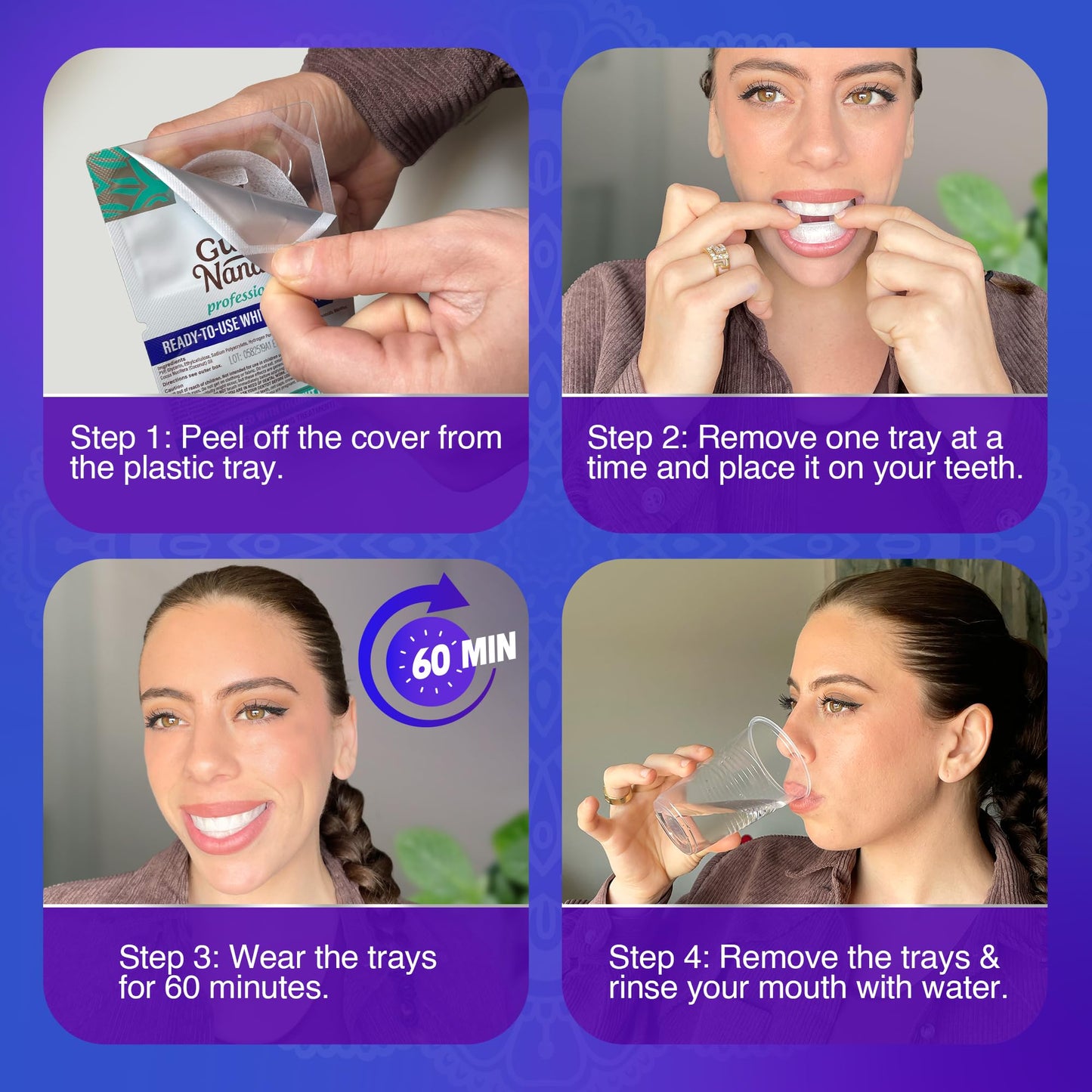 GuruNanda Ready-to-Use Prefilled Whitening Trays – 7 Treatments, 8% Hydrogen Peroxide