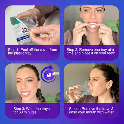 GuruNanda Ready-to-Use Prefilled Whitening Trays – 7 Treatments, 8% Hydrogen Peroxide