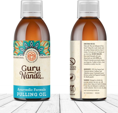 GuruNanda Original Oil Pulling Mouthwash – Coconut & Sesame, Tongue Scraper, Alcohol-Free, 8.45 fl oz
