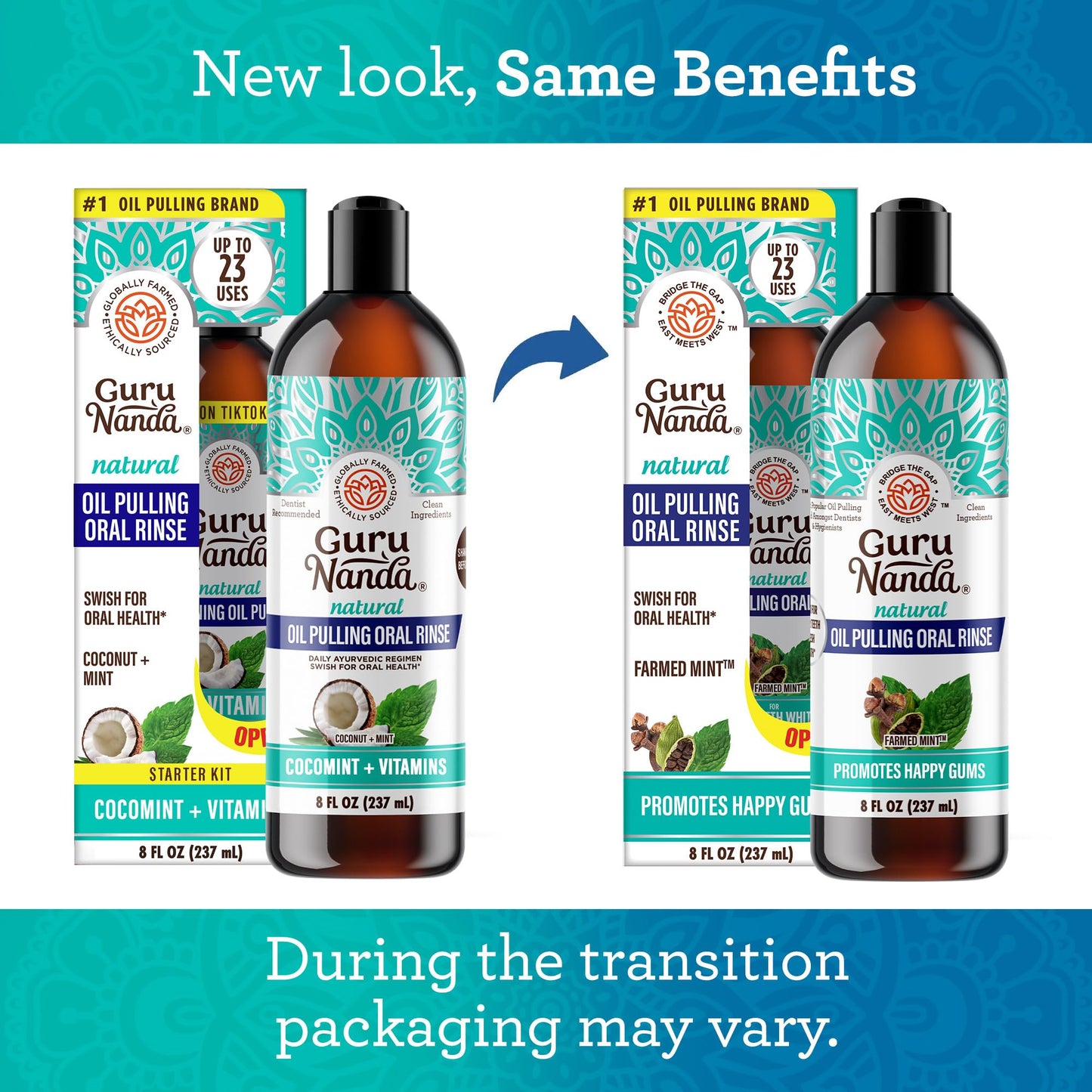 GuruNanda CocoMint Oil Pulling Mouthwash - 8 oz | Alcohol-Free
