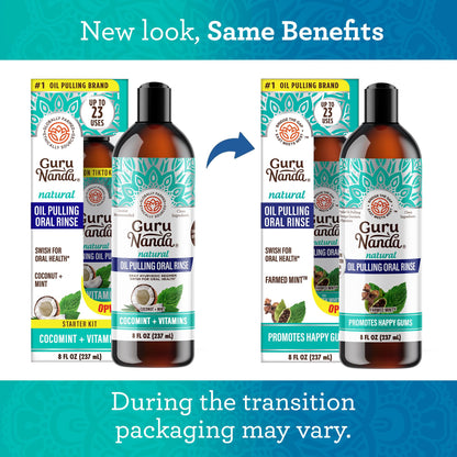 GuruNanda CocoMint Oil Pulling Mouthwash - 8 oz | Alcohol-Free