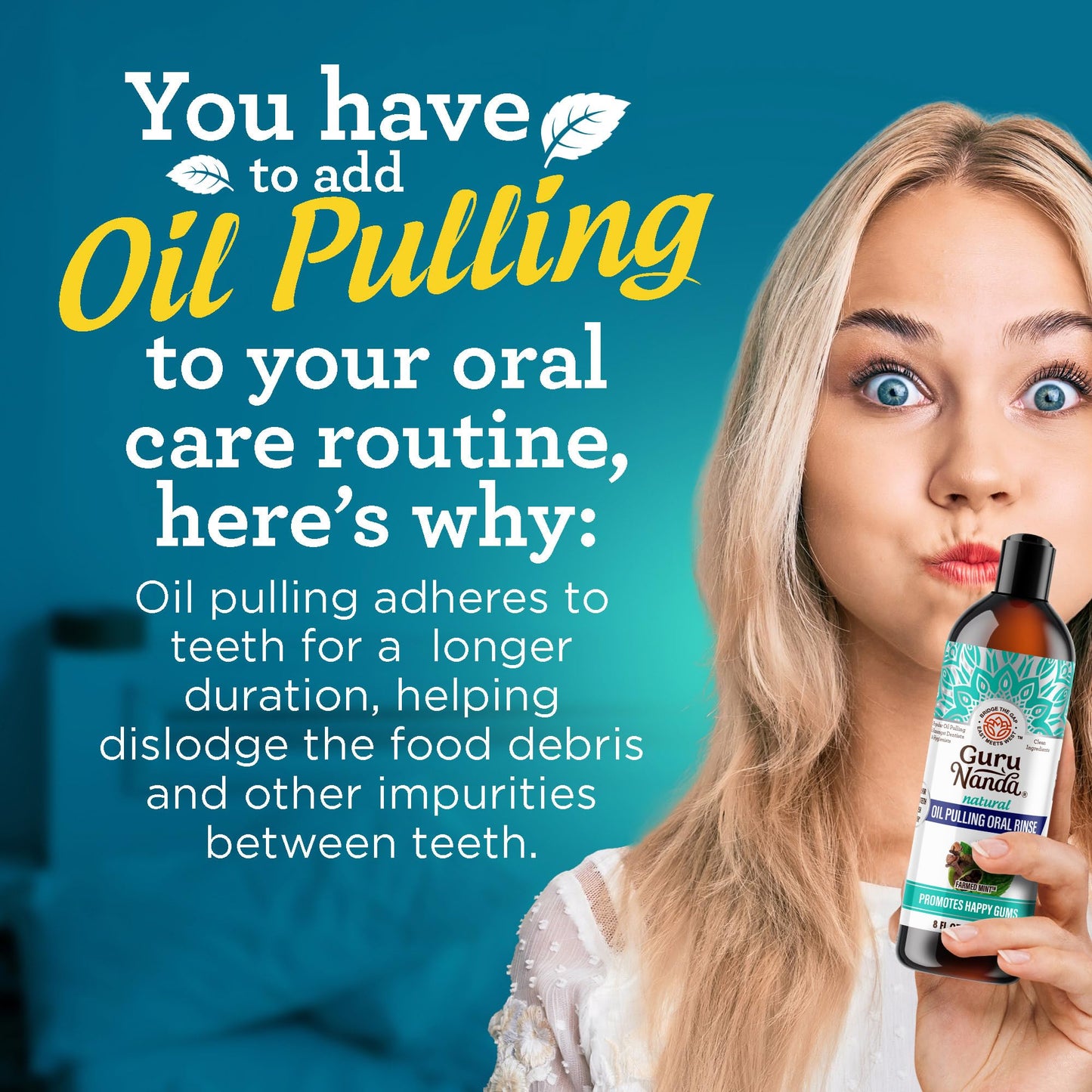 GuruNanda CocoMint Oil Pulling Mouthwash - 8 oz | Alcohol-Free