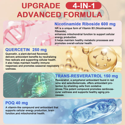 GUSUPY NAD Liquid Supplement 30pcs | NR & Resveratrol for Healthy Aging, Energy & DNA Repair