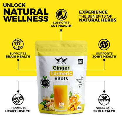 Ginger Turmeric Powder with Piperine, Vitamin C, Vitamin D3 & Zinc – 100 Servings