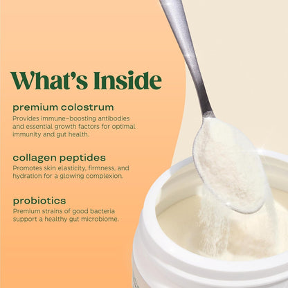 Bloom Nutrition Bovine Colostrum Powder – Gut Health & Immune Support, Orange Cream, Gluten Free & Sugar Free, 25 Servings
