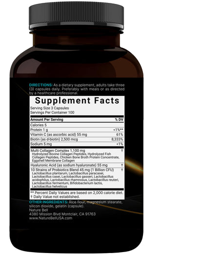 NatureBell Multi Collagen Complex – 300 Capsules, 5 Types + Hyaluronic Acid
