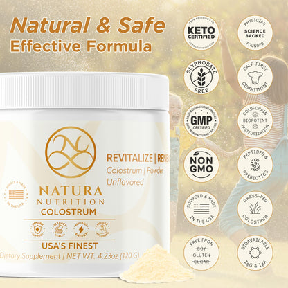 Grass-Fed Bovine Colostrum Powder - 60 Servings | Pure First-Milking IgG 25% | USA Sourced