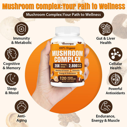 20-in-1 Mushroom Complex for Brain & Focus | Lion's Mane & Reishi