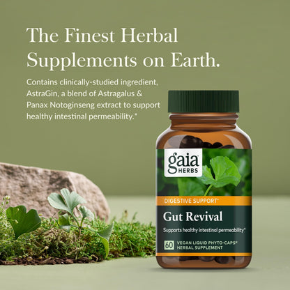 Gaia Herbs Gut Revival - Herbal Digestive Support for Gut Health | 60 Vegan Capsules | Free from Dairy, Soy & Gluten