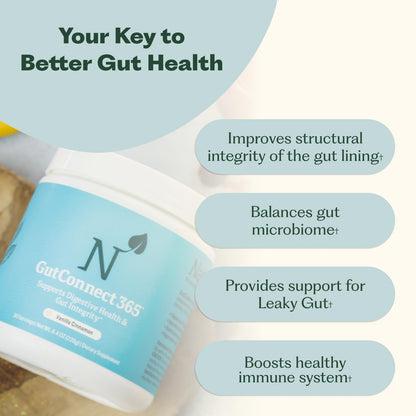 GutConnect 365 Gut Health Powder – Slippery Elm & L-Glutamine, Vanilla Cinnamon