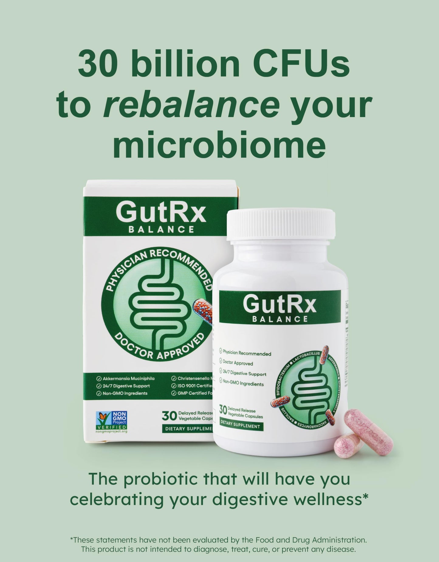 GutRx Balance Probiotics for Gut Health – Akkermansia, Christensenella, 30 ct, Gluten Free