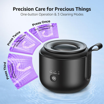 Guyyr Ultrasonic Retainer Cleaner Machine – 48kHz Cordless Waterproof Dental & Jewelry Cleaner