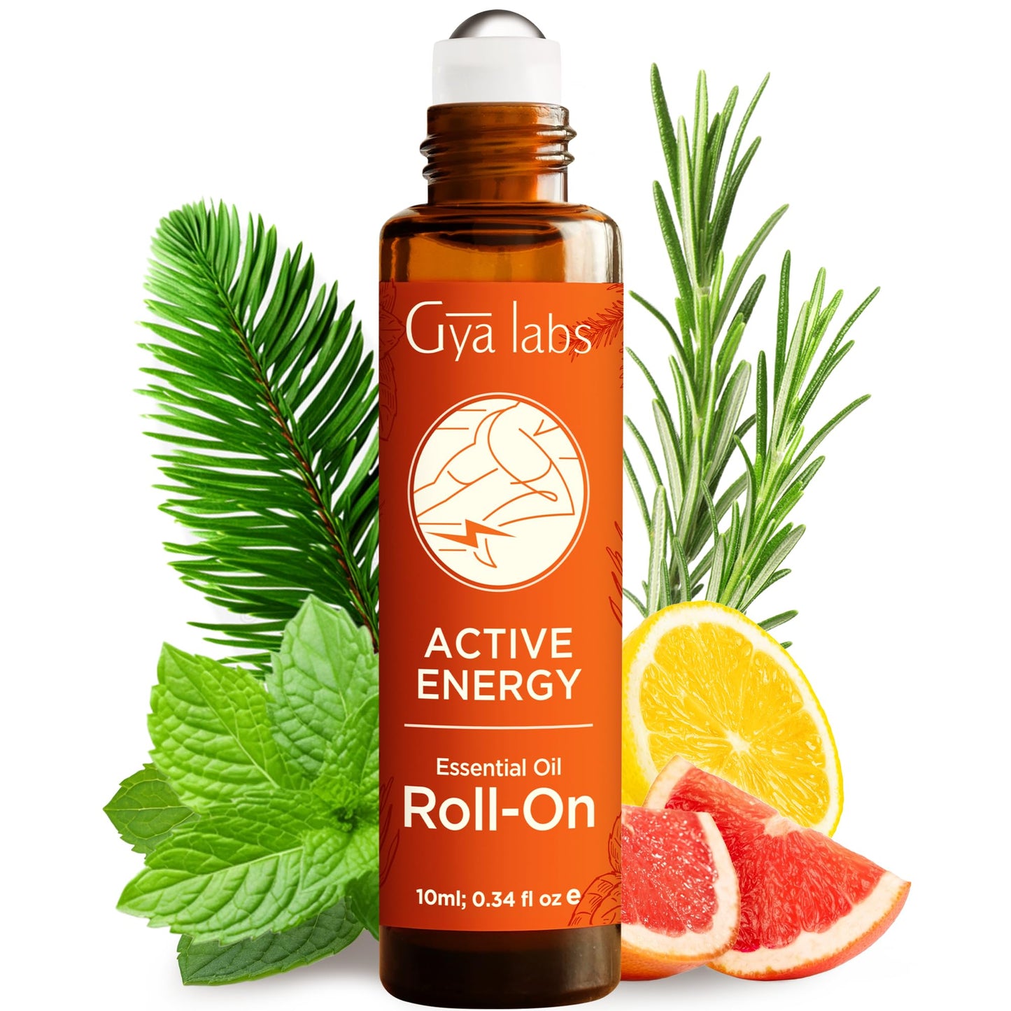 Gya Labs Active Energy Essential Oil Roll On - 0.34 Fl Oz Travel Size