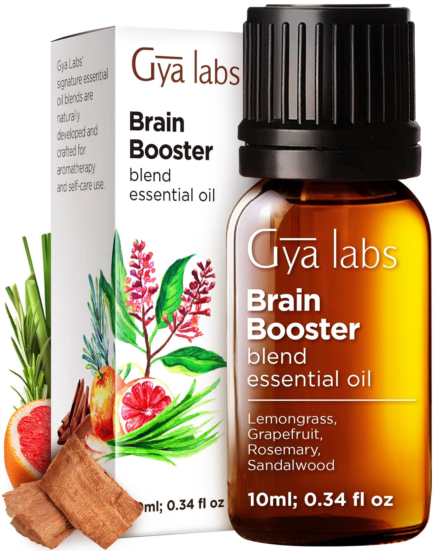 Gya Labs Brain Booster Essential Oil Blend - 0.34 Fl Oz | Aromatherapy & Diffuser