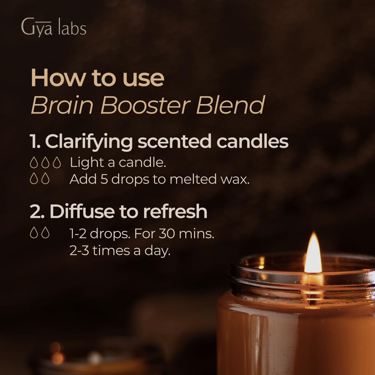 Gya Labs Brain Booster Essential Oil Blend - 0.34 Fl Oz | Aromatherapy & Diffuser