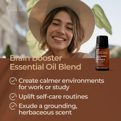 Gya Labs Brain Booster Essential Oil Blend - 0.34 Fl Oz | Aromatherapy & Diffuser