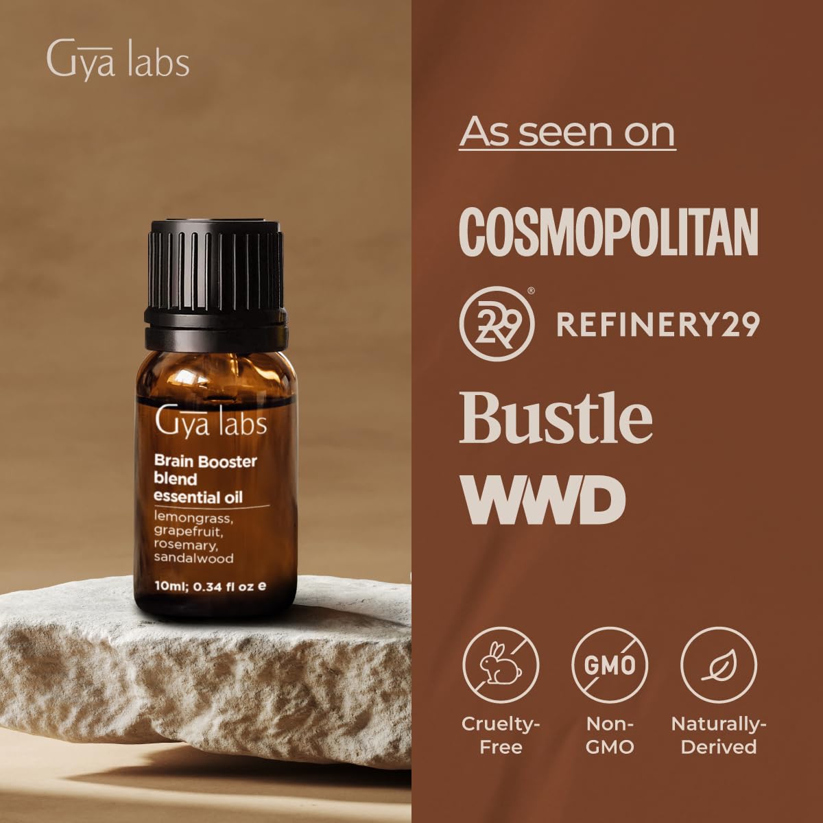 Gya Labs Brain Booster Essential Oil Blend - 0.34 Fl Oz | Aromatherapy & Diffuser