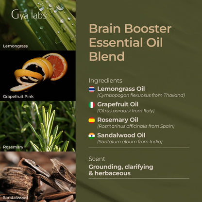 Gya Labs Brain Booster Essential Oil Blend - 0.34 Fl Oz | Aromatherapy & Diffuser