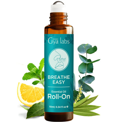 Gya Labs Breathe Essential Oil Roll On - 0.34 Fl Oz Travel Size for Camping & Aromatherapy