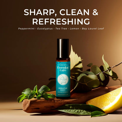 Gya Labs Breathe Essential Oil Roll On - 0.34 Fl Oz Travel Size for Camping & Aromatherapy