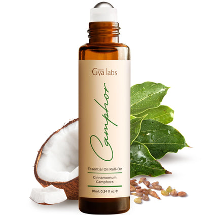 Gya Labs Camphor Essential Oil Roll-On – 0.34 Fl Oz Travel Size for Skin & Aromatherapy